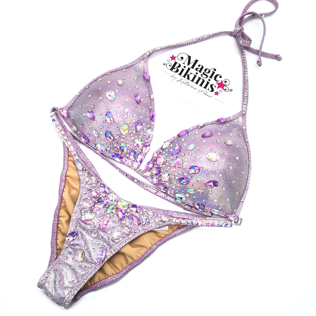 Bikini No51 Lilac Holo With Chunky Crystals Magic Bikinis The Choice Of Champions