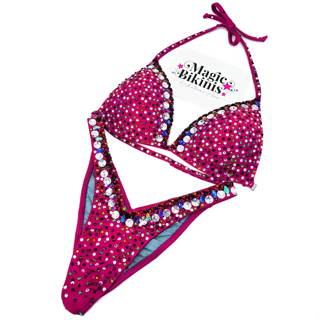 IFBB Elite Pro Custom Made Mixed Crystal Competition Bikini Cherry