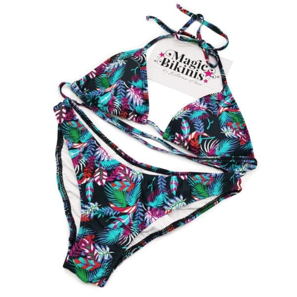 Beach Bikini No.54 Dark Tropical Leaf Print