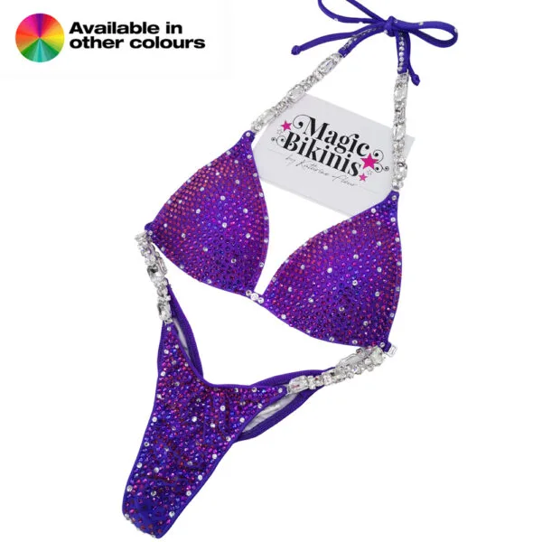 NPC custom made bikini connectors ultra pro crystal bling set by Magic Bikinis purple