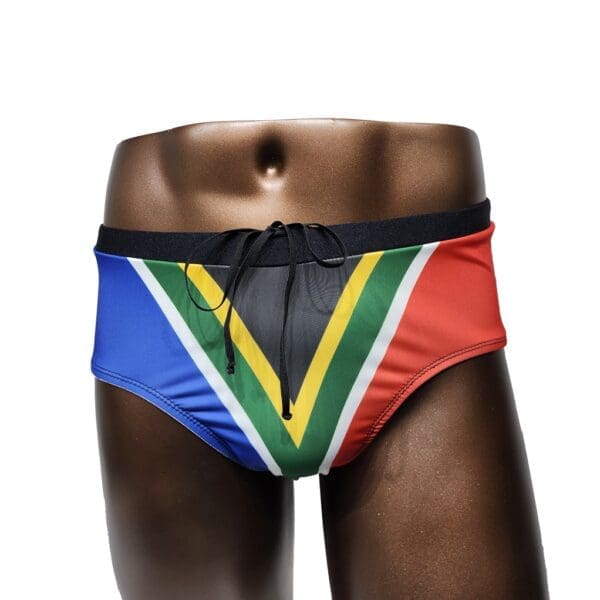 Men’s Bodybuilding Competition Posing Briefs with South African Flag print