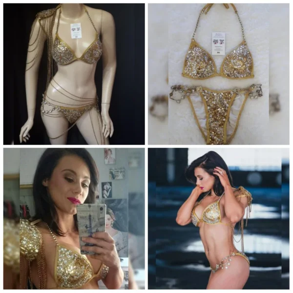 Magic Bikinis Rental Gold Chains wbff frm glam diva style suit