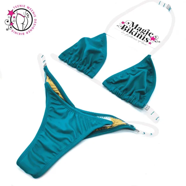 Teenie Weenie No Tan Lines Bikini Teal Clear Straps