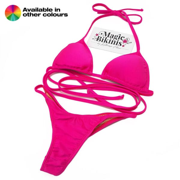 Beach bikini long wrap straps suit plain matte lycra teenie weenie quick ship magic bikinis
