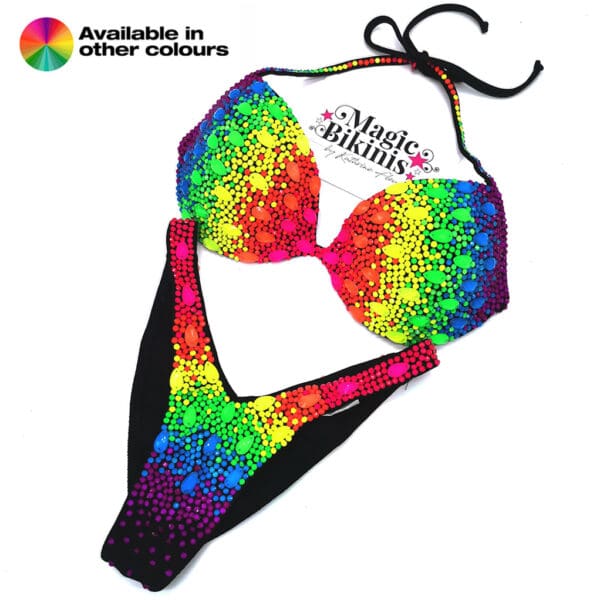 Rainbow teardrop neon Ifbb elite pro bikini magic bikinis