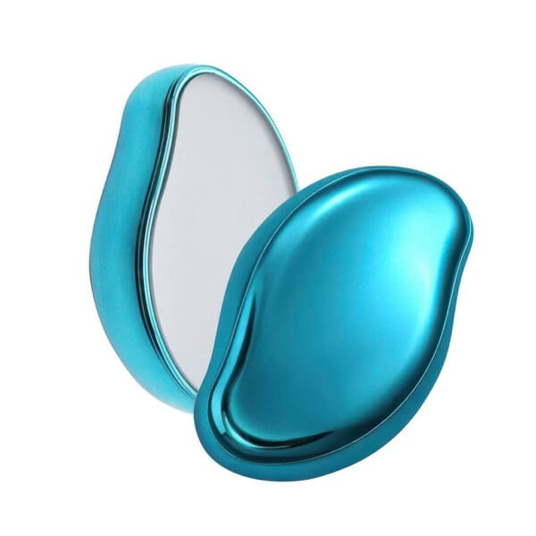 Painless magic crystal hair eraser stone available in blue or gold. Smooths skin by rubbing in circles. Use on legs, underarms, bikini line & more.