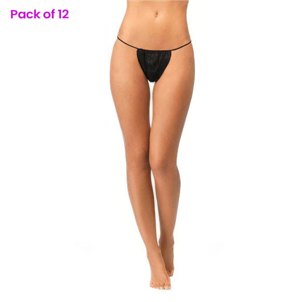 Disposable Black G-Strings (12 Pack) Magic Tan