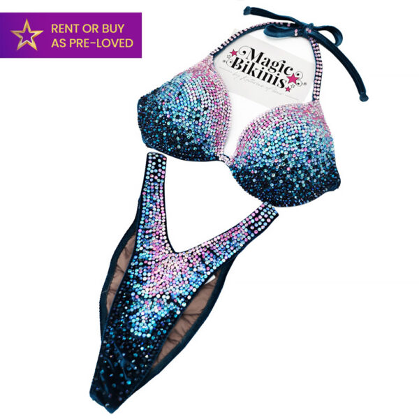 Twilight Teal Velvet IFBB Elite Pro Competition Bikini Pro Bikini