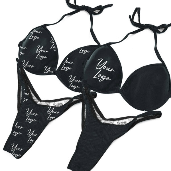 Your teams logo custom printed posing practice suit magic bikinis