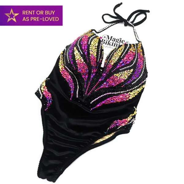 Sunset Skies black IFBB Elite Pro Competition Bodysuit Rental