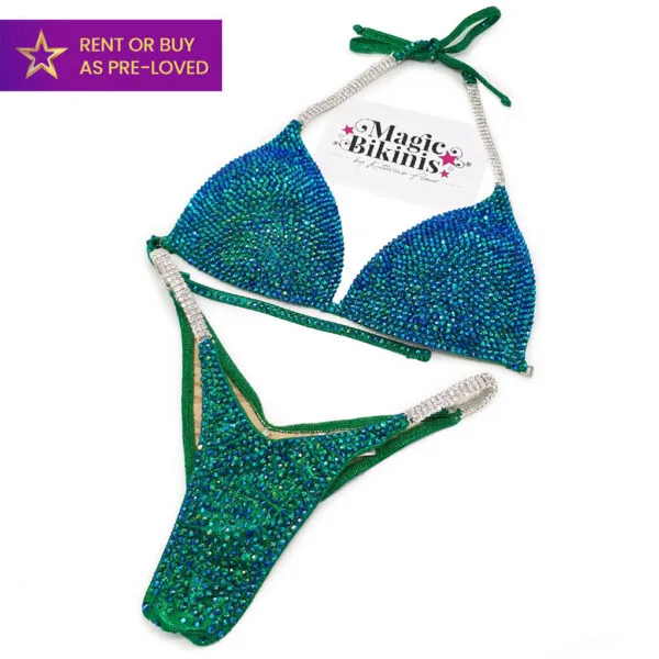 Ocean Shimmer NPC Style Pro IFBB Bikini green ultra pro style rental bikini Magic Bikinis