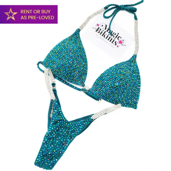 Pretty in Peacock NPC Style Pro Bikini teal ultra npc style rental bikini Magic Bikinis