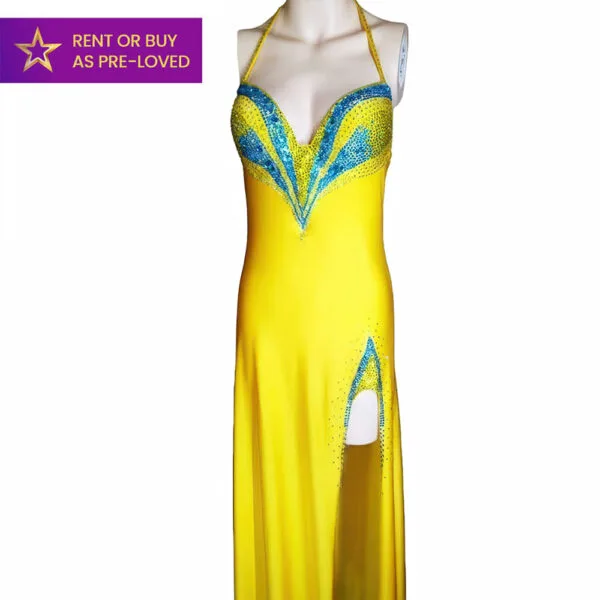 Sunshiny Day yellow lycra rental IFBB fit model elite pro dress evening gown