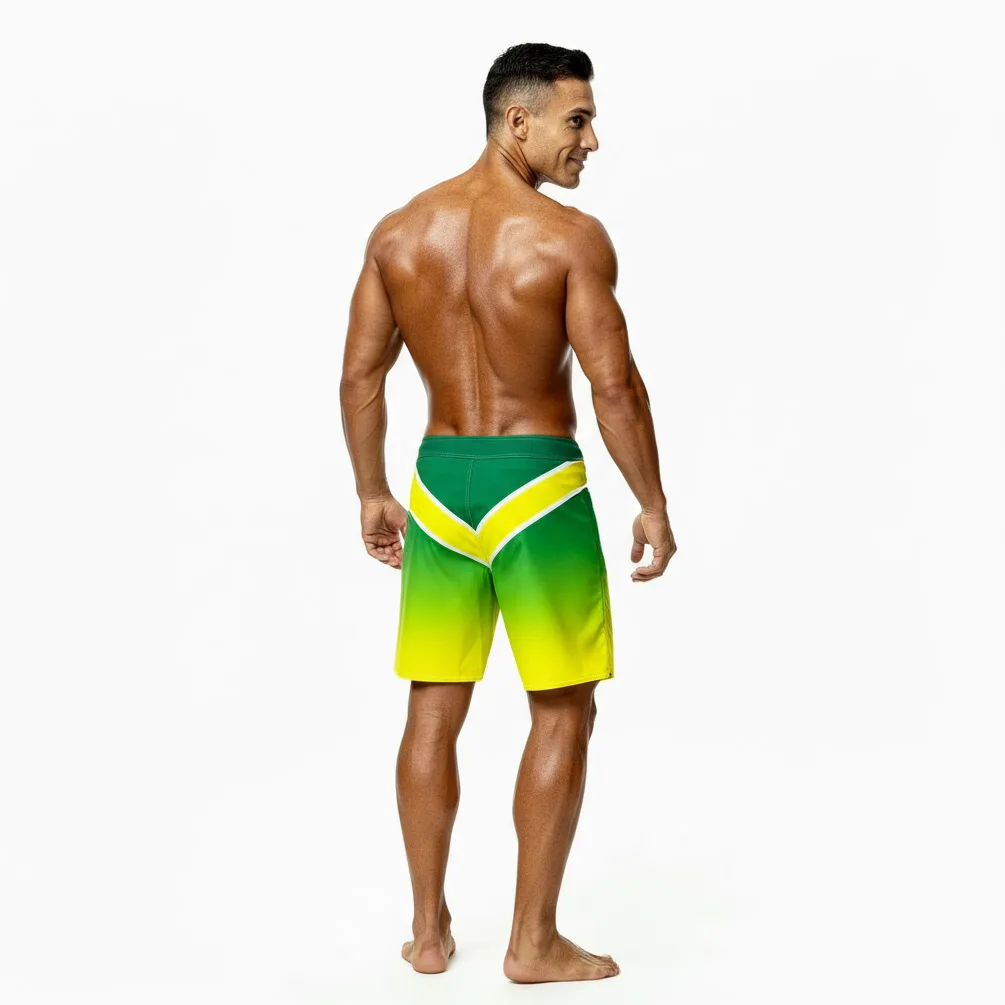 Apex IFBB Elite Pro Boardshorts – rear view showing V-stripe design