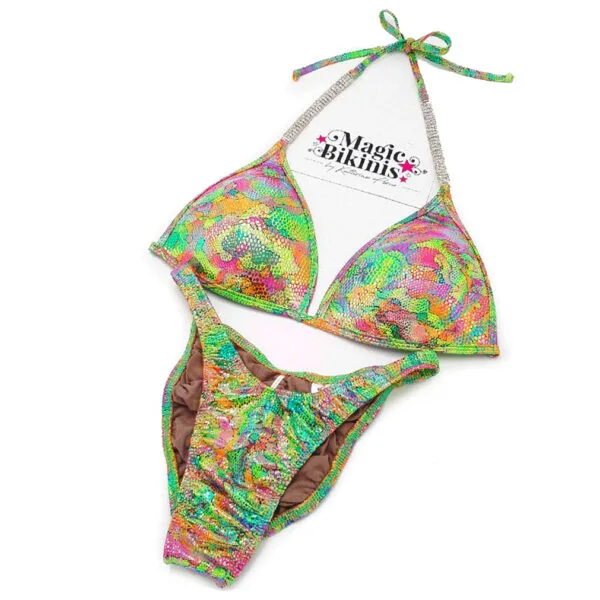 Competition Bikini IBFF Stage Wear Rainbow Avatar Figure Suit