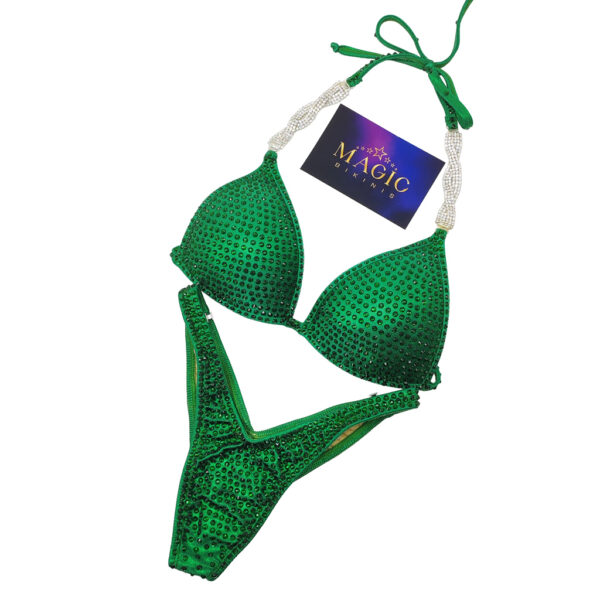 IFBB Pro League Competition Bikini Poison Ivy Green Figure Suit