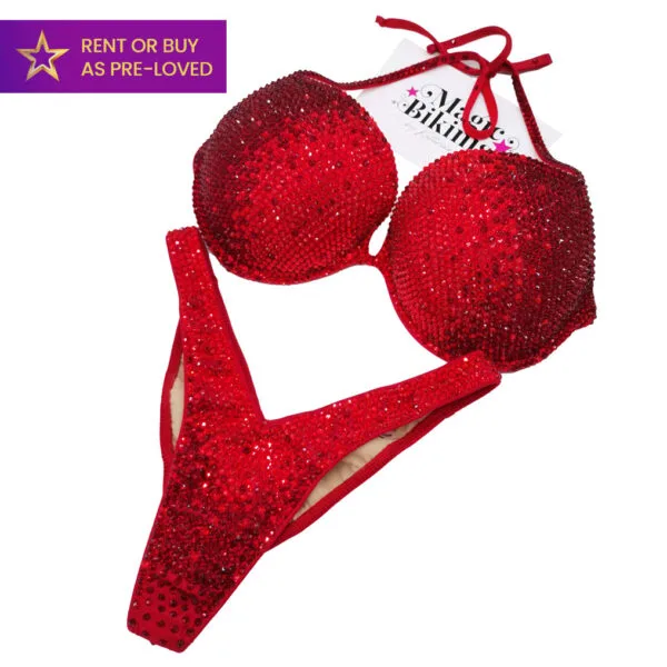 Pre-loved Crimson Lady Red Izette Strydom IFBB Elite Pro Competition Bikini Pro Bikini