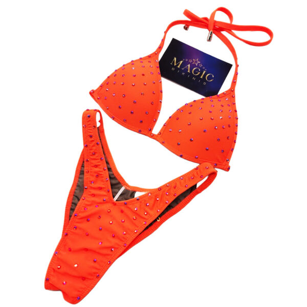 IFBB Elite Pro Competition Bikini Neon Orange Hyacinth Crystals