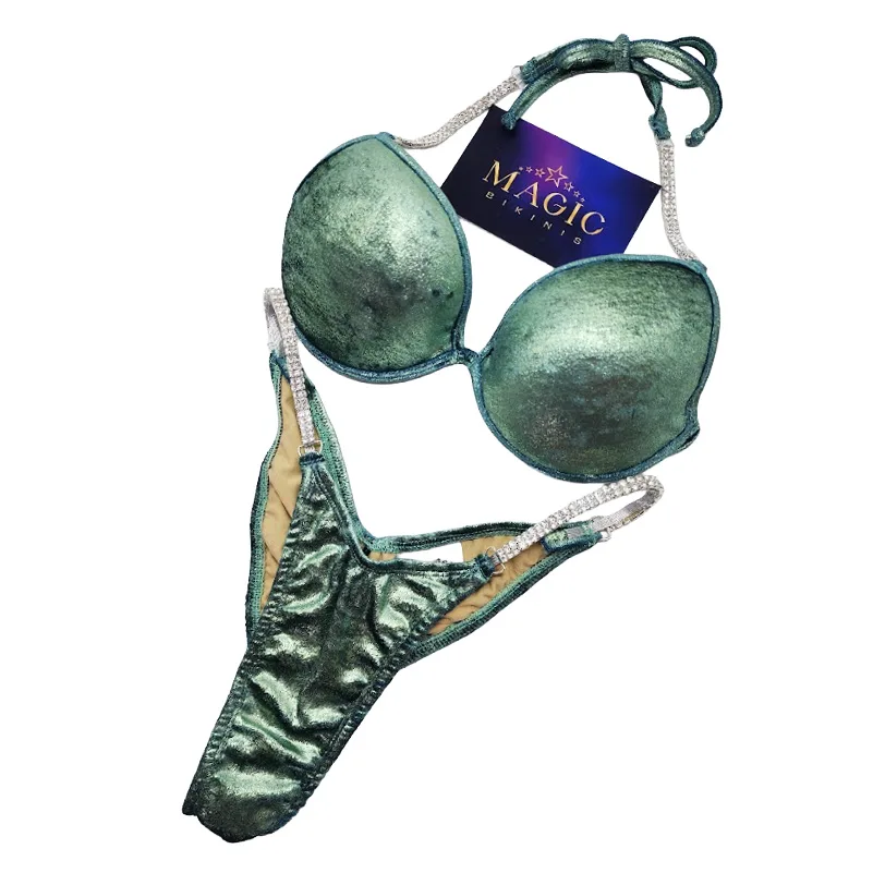NPC Soft Metallic Velvet Competition Bikini Plain