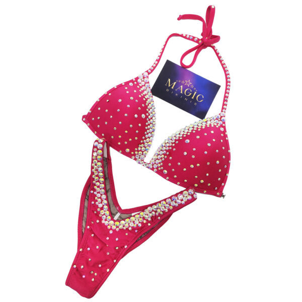 Sweet n' Simple Bikini No15 Cherry AB Large Round Crystals In stock-Large Stage bikini IFBB Elite pro style
