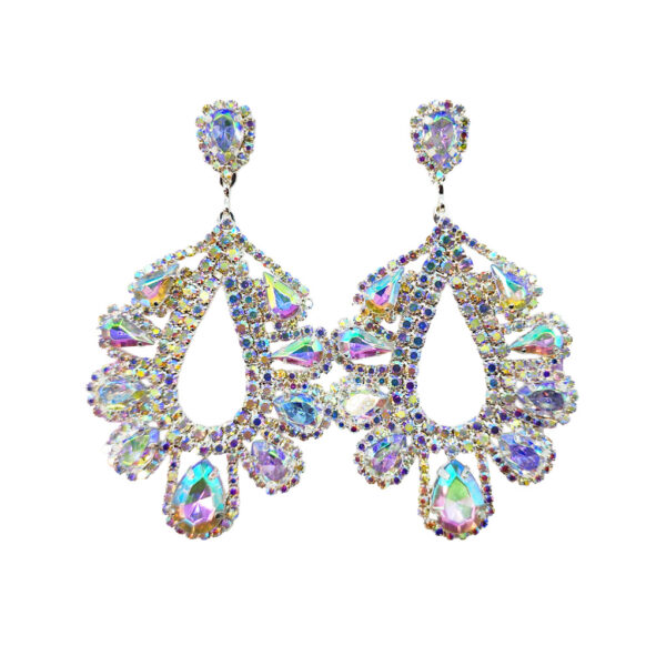 Celine Silver AB Diamante Teardrop Earrings