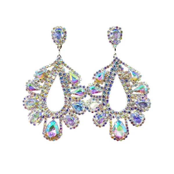 Celine Silver AB Diamante Teardrop Earrings