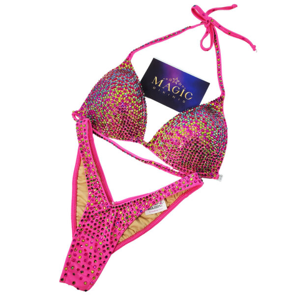 IFBB Elite Pro stage bikini and figure suit by Magic Bikinis Pink Volcano