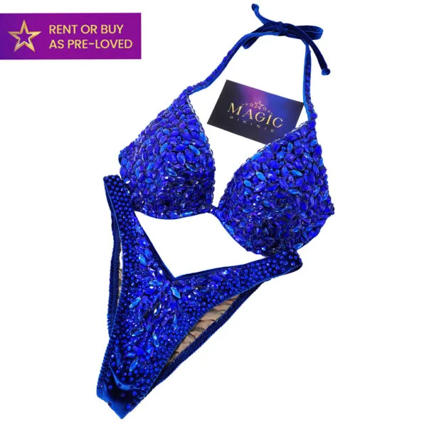IFBB Elite Pro stage bikini and figure suit by Magic Bikinis Royal Blue Elektra