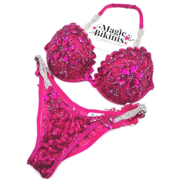 Cerise Jewels WBFF IBFF Diva Glam Suit For sale used pre-loved stage bikini pink magenta cerise