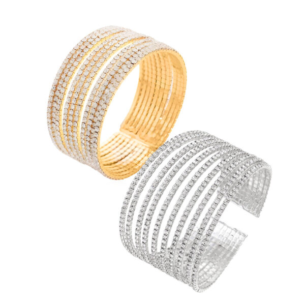 Clear Diamante 10 Row Cuff Bracelet