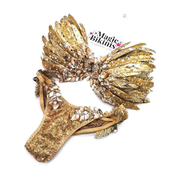 Magic Bikinis Pre-loved Golden Hawk wbff frm glam diva style suit