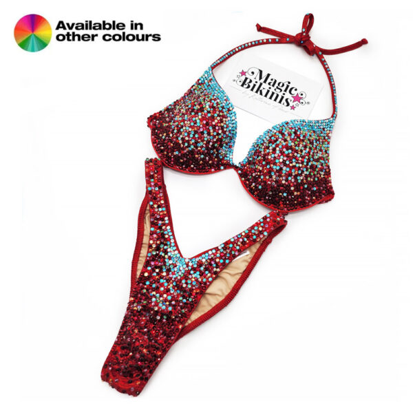 Red Custom Made IFBB Elite Pro Bikini Mystique Suit
