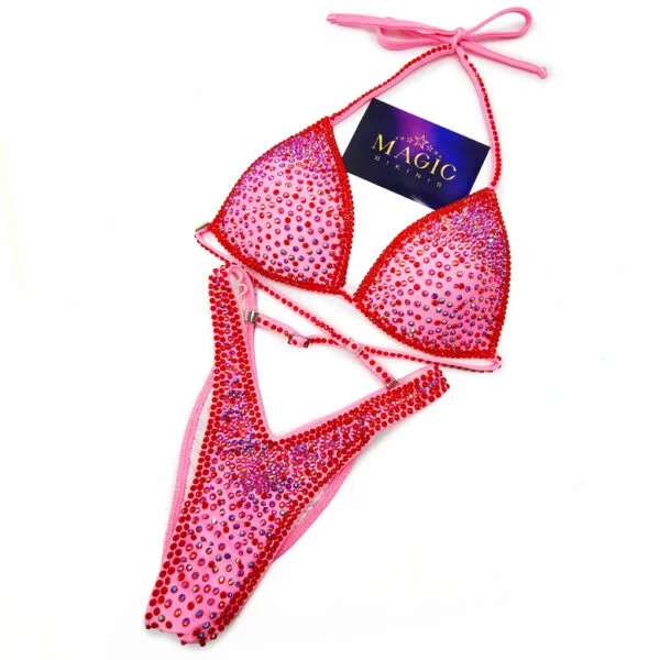 Cupid pink red figure suit pro league ifbb npc suit Magic Bikinis stock