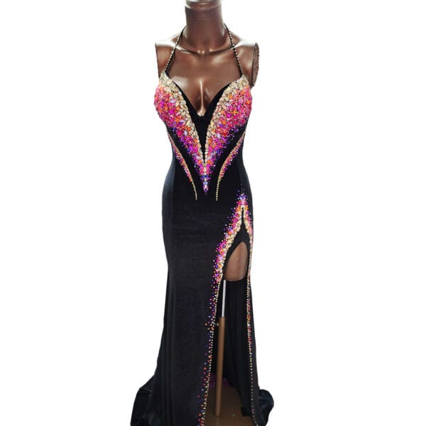 Star Spell Noir Black IFBB Elite Pro Competition Dress Rental Fit Model Dress
