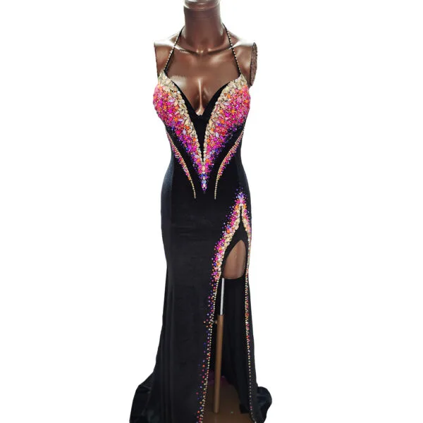 Star Spell Noir Black IFBB Elite Pro Competition Dress Rental Fit Model Dress