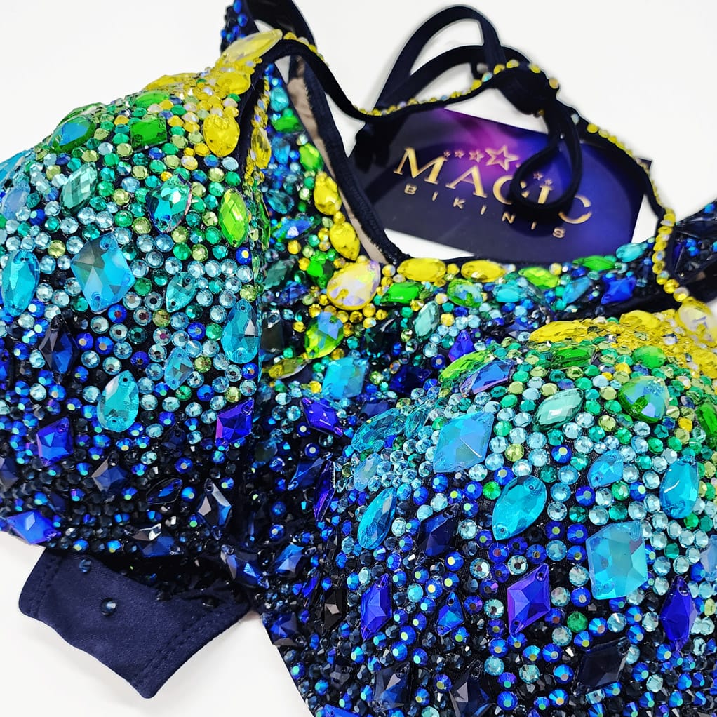 IFBB Elite Pro stage bikini and figure suit by Magic Bikinis Cosmic Ocean