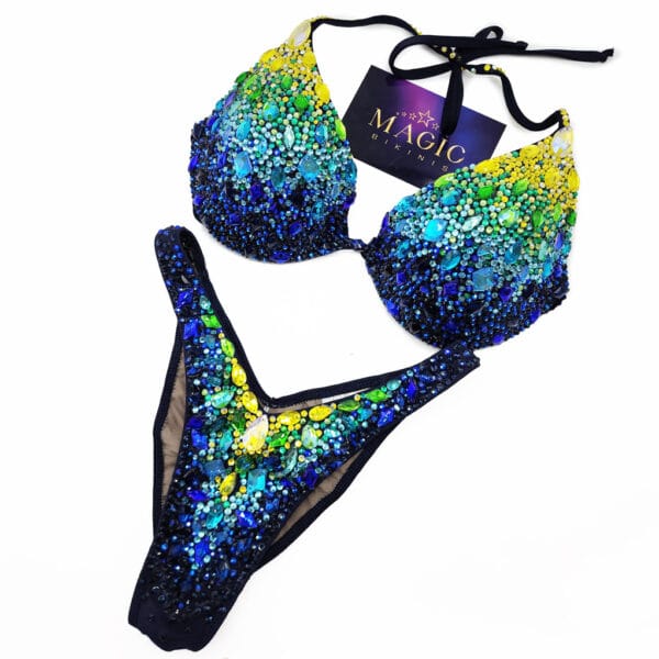 IFBB Elite Pro stage bikini and figure suit by Magic Bikinis Cosmic Ocean