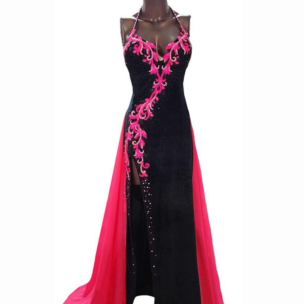 Opulence Stage Dress IFBB Elite Pro Fit Model Large Dress Black Pink Hire