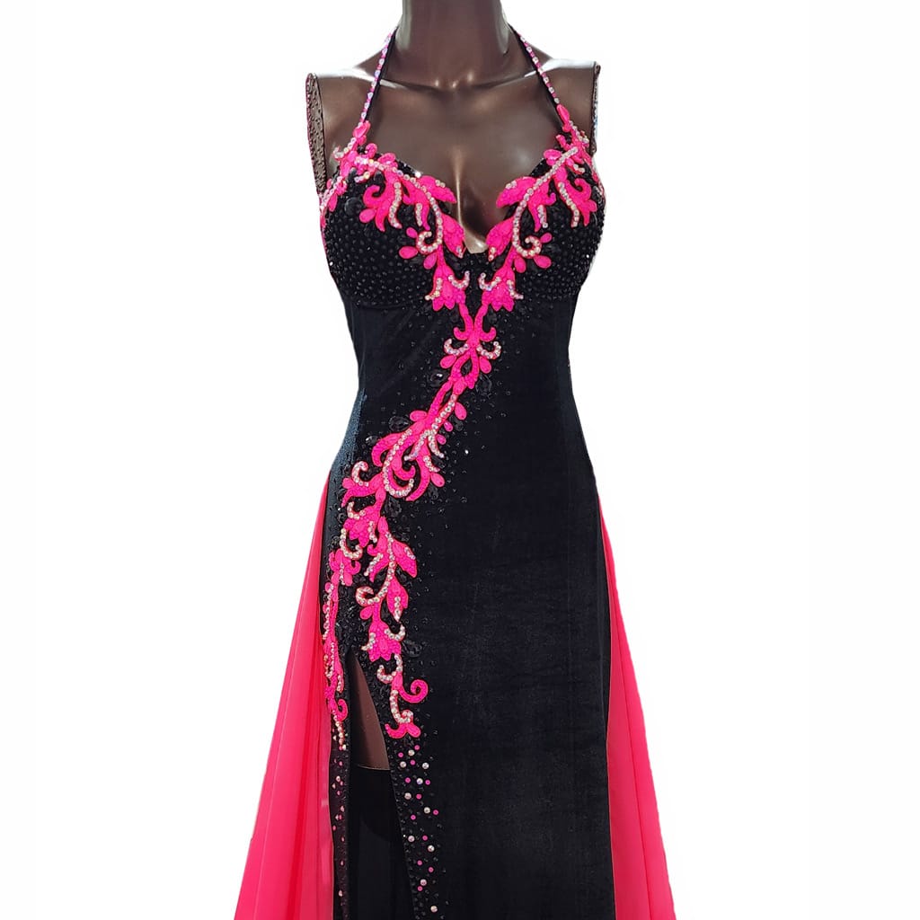 Opulence Stage Dress IFBB Elite Pro Fit Model Large Dress Black Pink Hire