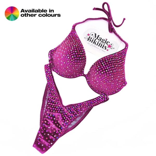 Custom Made IFBB Elite Pro Bikini Velvet Volcano Suit Pink