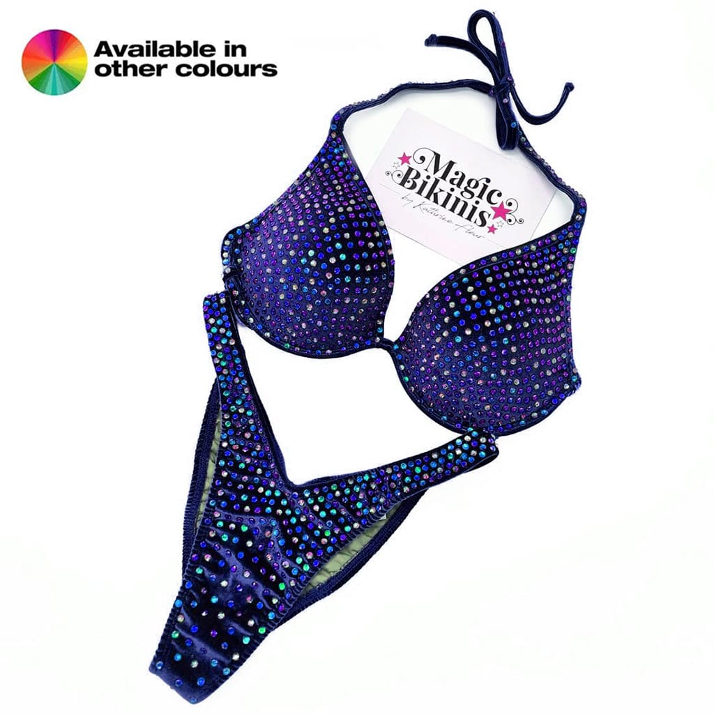 Custom Made IFBB Elite Pro Bikini Velvet Volcano Suit Royal