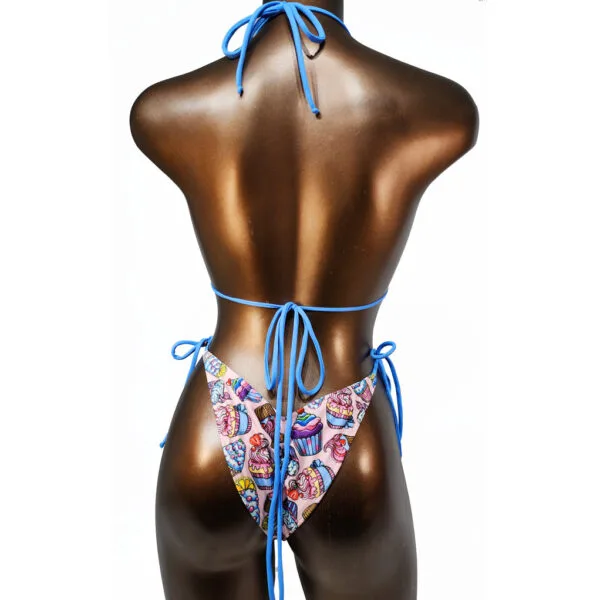 Teenie Weenie Cute Cupcakes print beach bikini leisure shoots xl blue side ties
